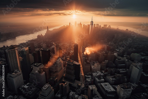 new york at sunset created with Generative AI technology