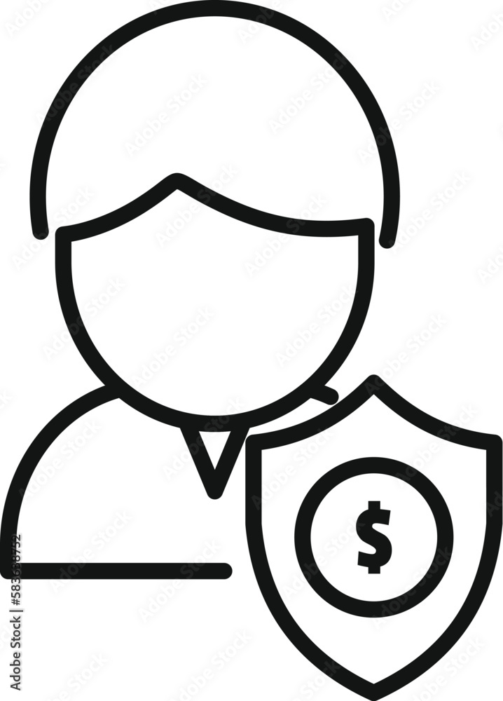 Secured person icon outline vector. Business risk. Money finance Secured person icon outline vector. Business risk. Money finance