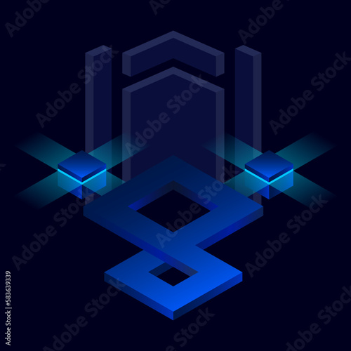 Digital character. Crypto blockchain technology mascot. DEFI DAO NFT data processing smart contract