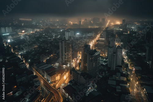 megacity in the night created with Generative AI technology