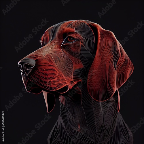 Redbone Coonhounds Dog Breed Isolated on Black Background. Generative AI photo