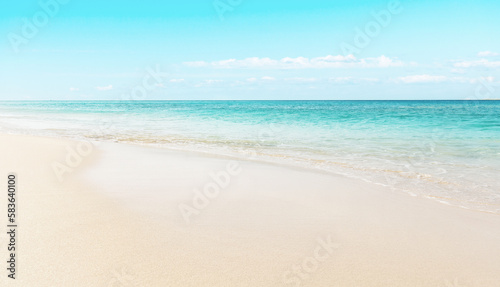 Summer Beach Background - Clear turquoise blue water on white sandy beach - Morrojable, Fuerteventura, Spain © Armando Oliveira