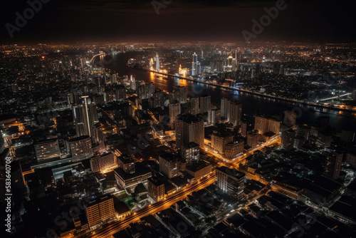 megacity in the night created with Generative AI technology © Robert Herhold