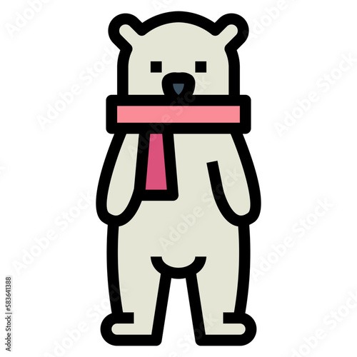 polar bear filled outline icon style