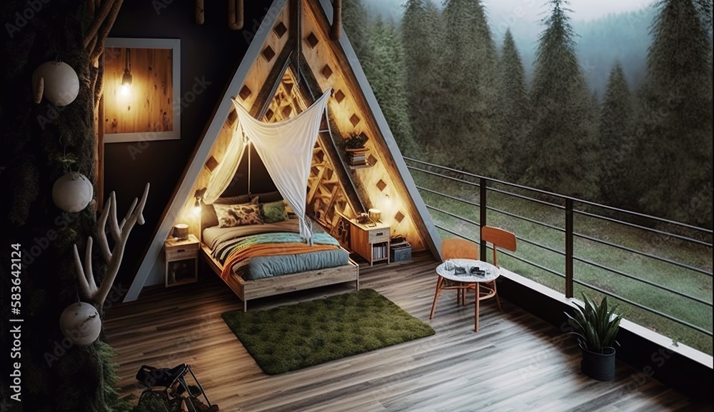Fototapeta premium Best interior design of a lodge having beautiful view Ai Generated