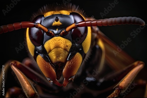 Close up image of an Asian Giant Hornet or Murder Hornet