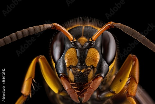 Close up image of an Asian Giant Hornet or Murder Hornet © MG Images