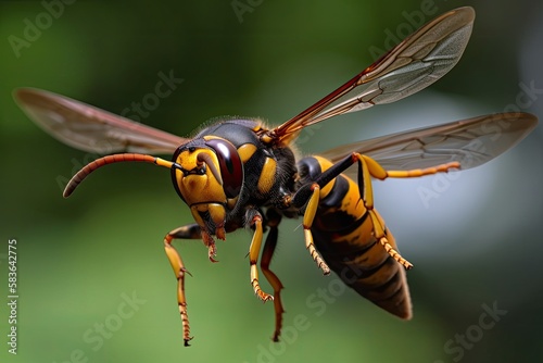 Asian Giant Hornet or Murder Hornet Flying © MG Images
