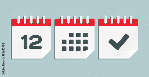 Vector icon page calendar - 12 day, agenda, done
