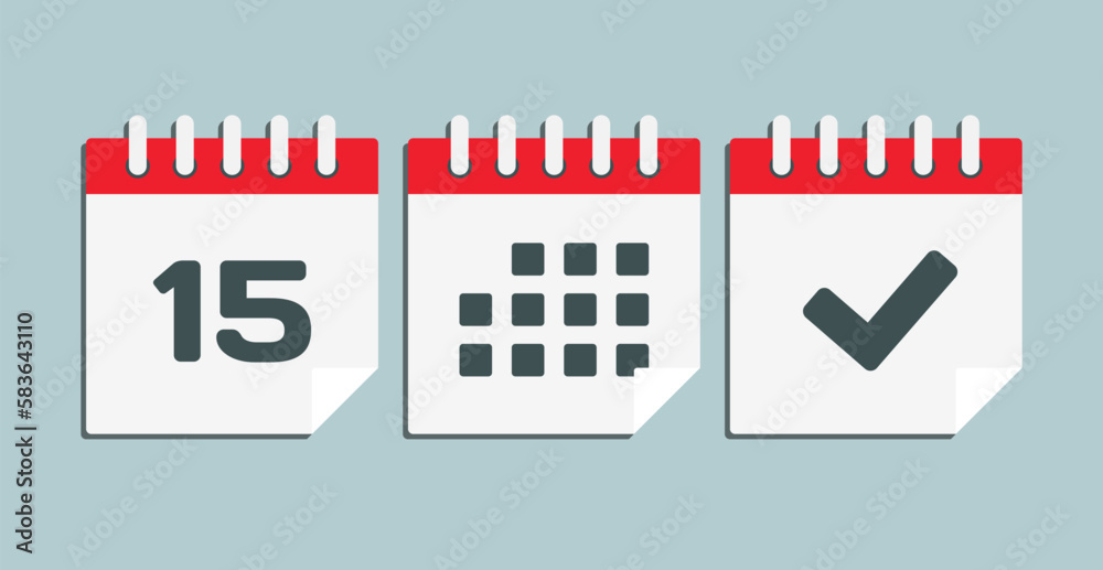 Vector icon page calendar - 15 day, agenda, done Vector icon page calendar - 15 day, agenda, done