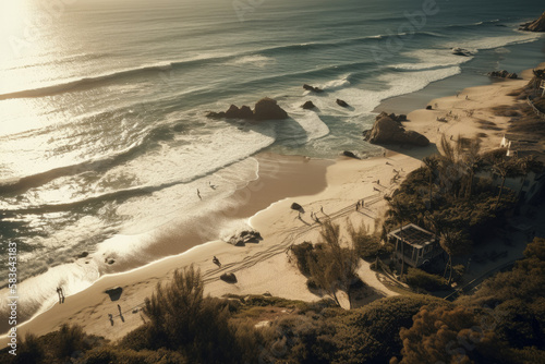 Wallpaper Mural beach at sunset created with Generative AI technology Torontodigital.ca