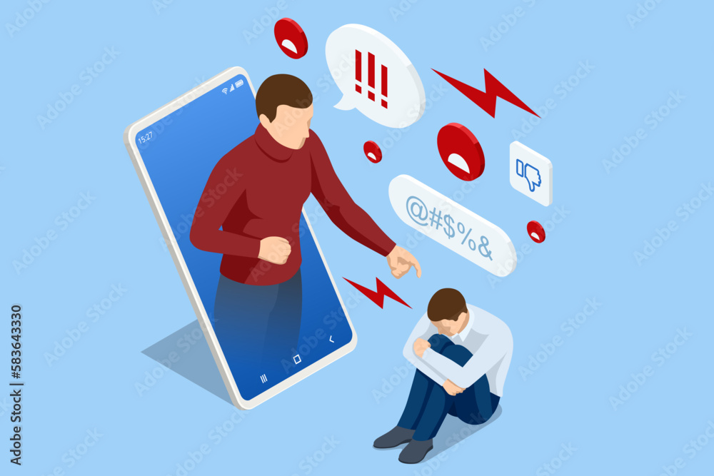 Isometric Cyberbullying Or Bad Influence On The Internet Cyberbullying 