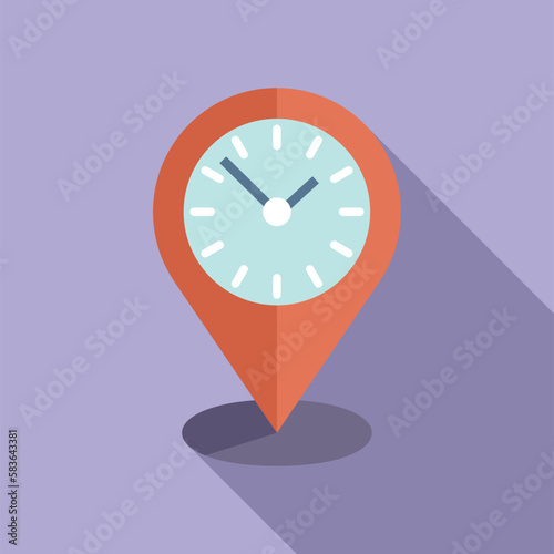 Job time location icon flat vector. Business person. Clock pressure