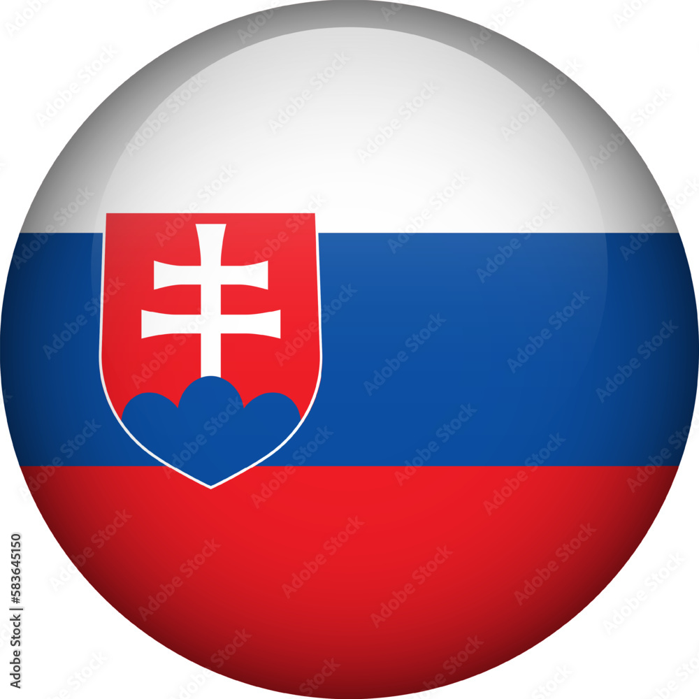Fototapeta premium Slovakia flag button. Emblem of Slovakia. Vector flag, symbol. Colors and proportion correctly.