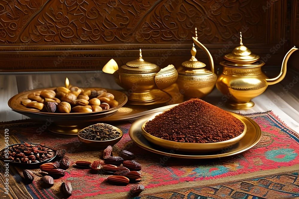 ramadan decoration, dates on a plate