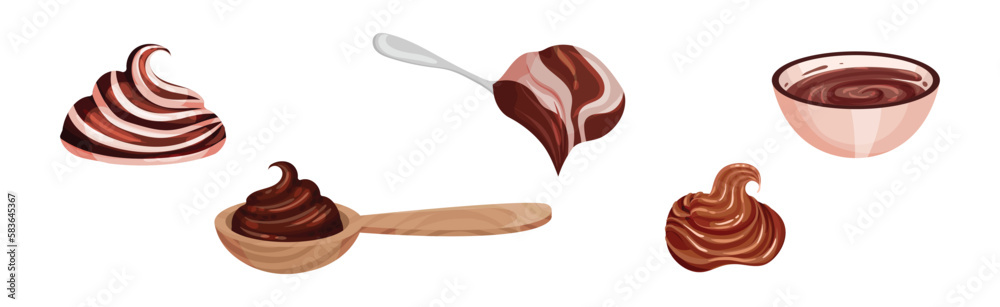 Chocolate Sweet Paste for Spreading on Bread and Toast Vector Set Chocolate Sweet Paste for Spreading on Bread and Toast Vector Set