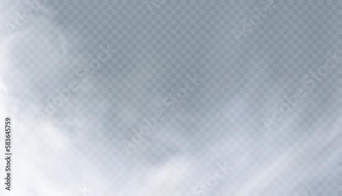 Translucent smoke isolated on a transparent background. Steam effect special effect. Vector texture of steam, fog, cloud, smoke.