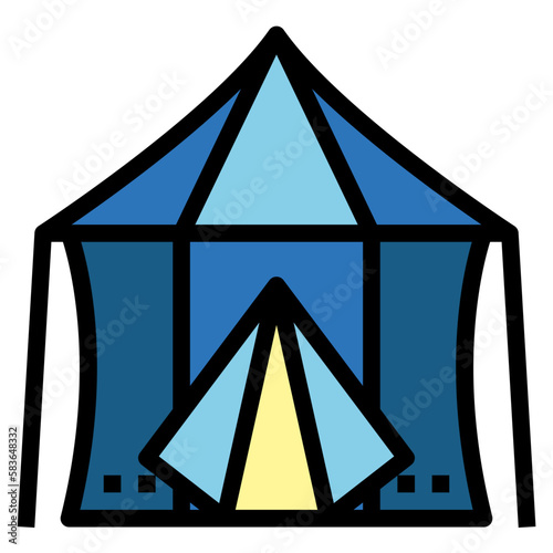 tent filled outline icon style