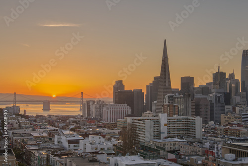 San Francisco Skyline During Orange Sunrise