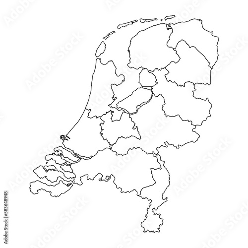 Netherlands map with provinces. Vector illustration.