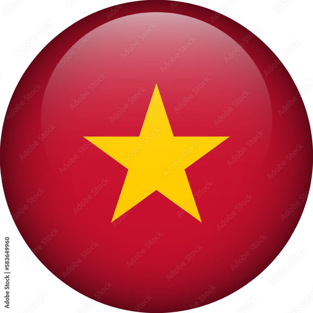 Vietnam flag button. Emblem of Vietnam. Vector flag, symbol. Colors and proportion correctly. Vietnam flag button. Emblem of Vietnam. Vector flag, symbol. Colors and proportion correctly.
