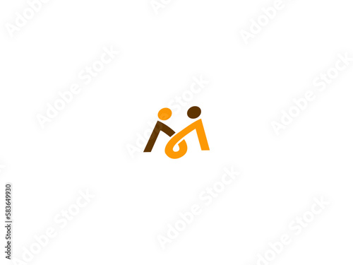 orange person icon. orange person with a sign. logo vector design. 