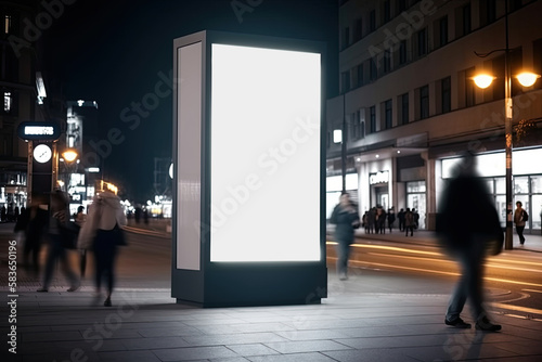 City advertising screen, glowing display mockup. Generative ai.