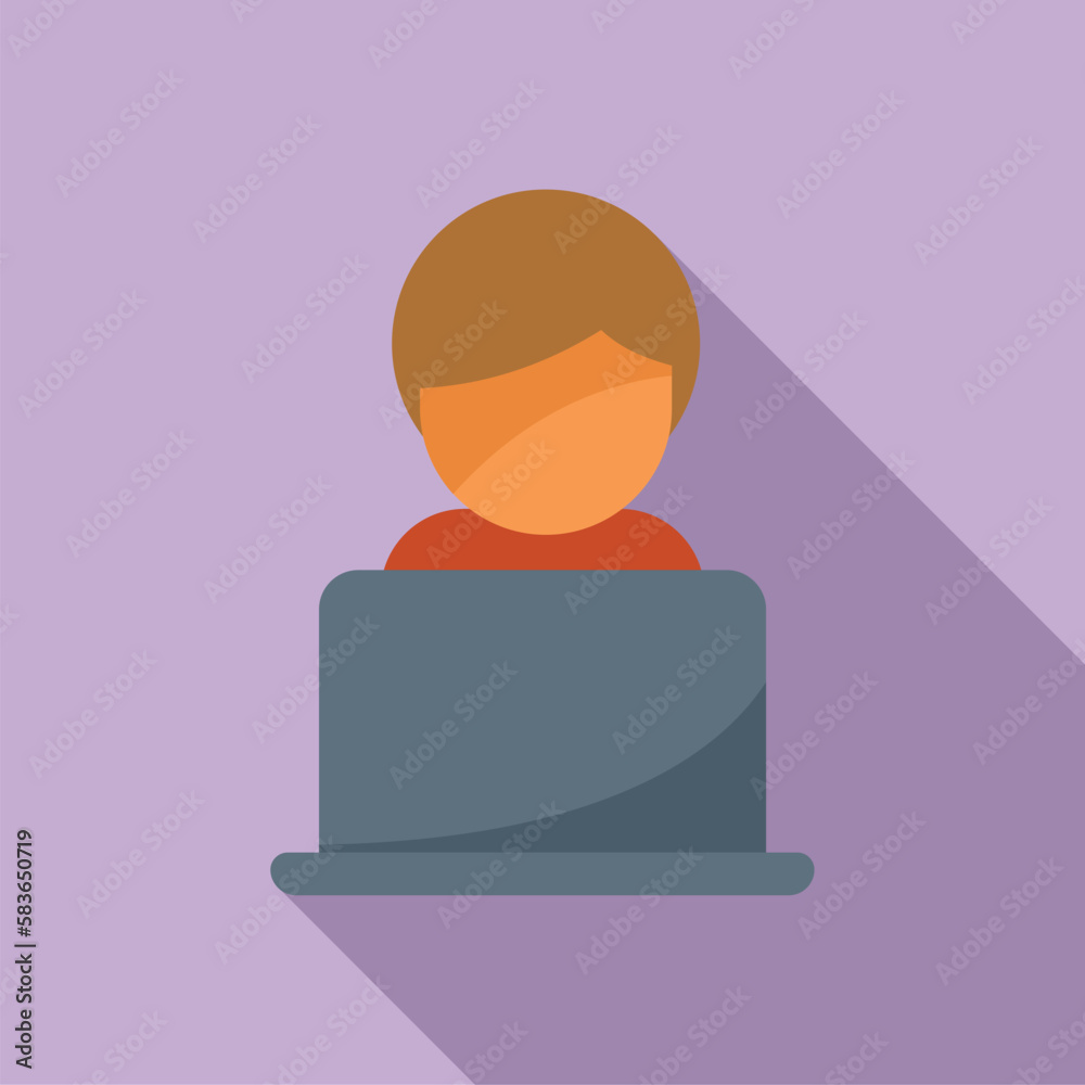 Computer research icon flat vector. Business digital. Data study Computer research icon flat vector. Business digital. Data study