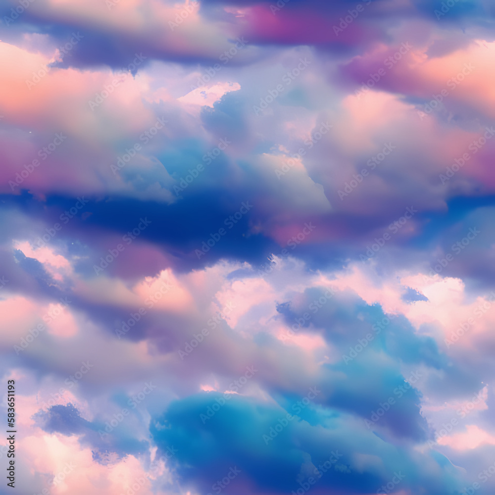 infinite seamless colourfull clouds pattern