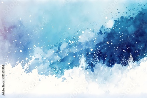 Abstract snow forest christmas background, AI generated