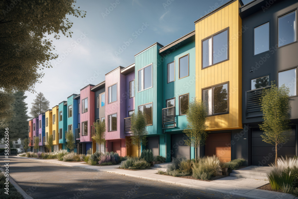town houses in the city created with Generative AI technology