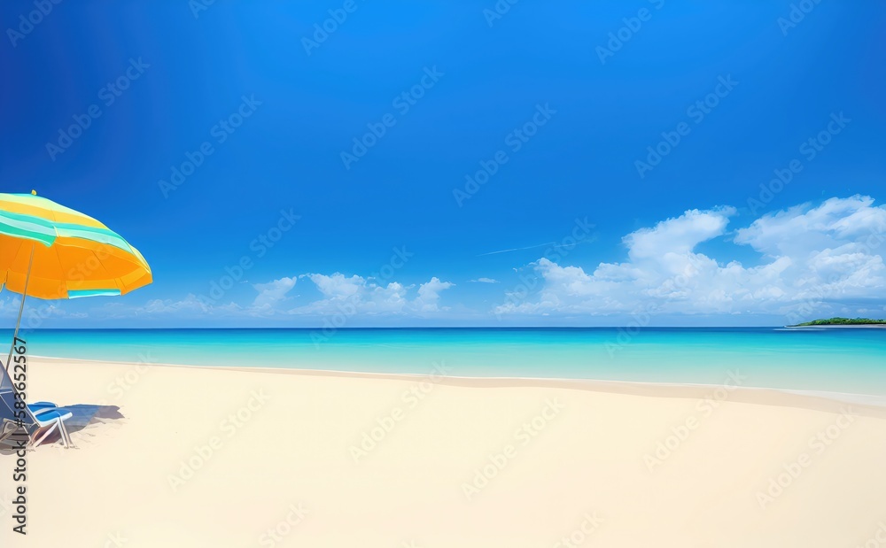 Empty beach with blue water sky and clouds Empty beach with blue water sky and clouds