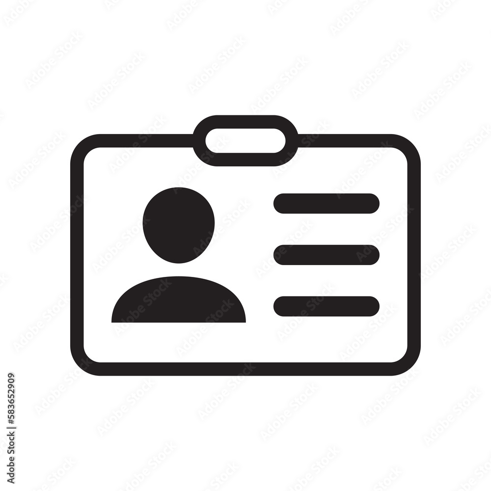 Id card icon. Id card badge icon. Identification card, driver's license icon. Vector illustration. Id card icon. Id card badge icon. Identification card, driver's license icon. Vector illustration.