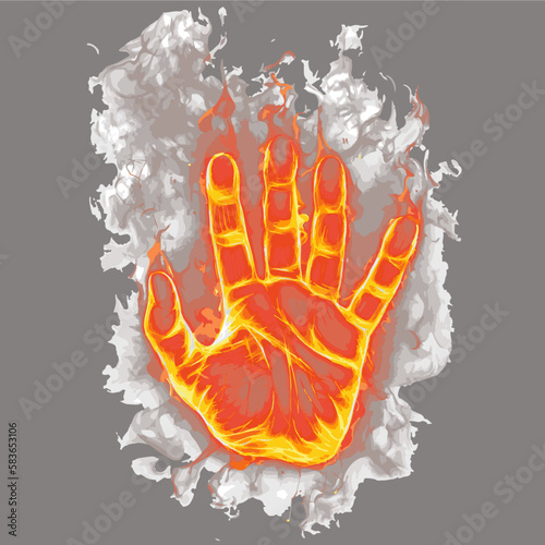 the fire hand print and smoke photo