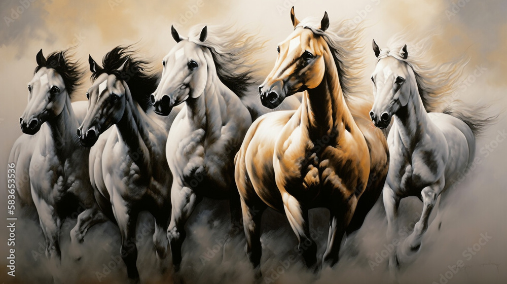 horses run in the desert, Generative ai horses run in the desert, Generative ai