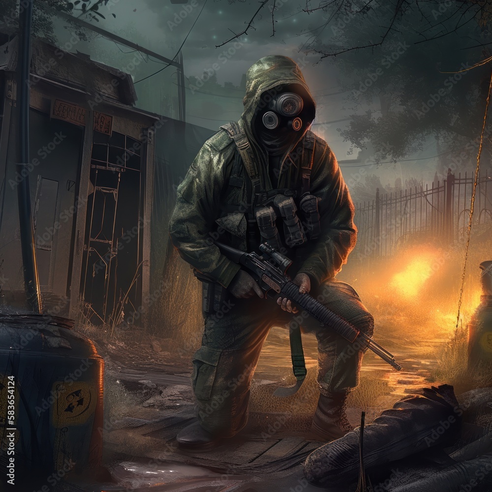 Naklejka premium Stalker zone game art