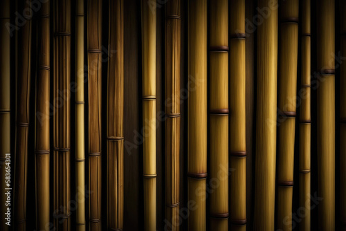 Brown bamboo wall background illustration for design or presentation. Generative AI