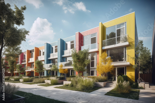 modern and colorful townhouses in europe created with Generative AI technology © Robert Herhold