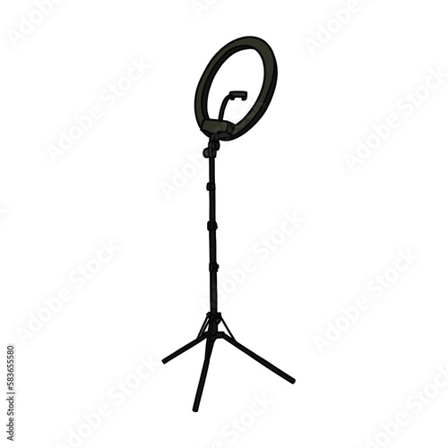 ring lamp doodle icon, vector color line illustration