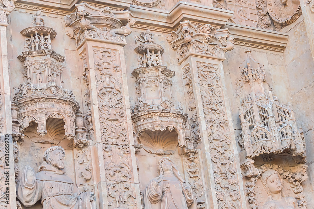 Exterior views facade of San Esteban Convent in Salamanca (Spain)