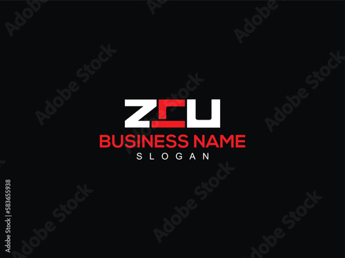 Minimal ZCU z c u Logo, Alphabet ZC zcu Luxury Fashion Letter Logo With Black Background photo