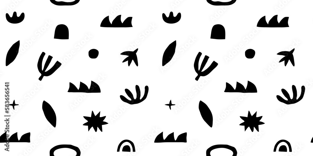 Abstract black and white leaf shape seamless pattern. Trendy contemporary nature art cutout background illustration. Natural organic plant leaves artwork wallpaper print. Vintage summer texture. Abstract black and white leaf shape seamless pattern. Trendy contemporary nature art cutout background illustration. Natural organic plant leaves artwork wallpaper print. Vintage summer texture.