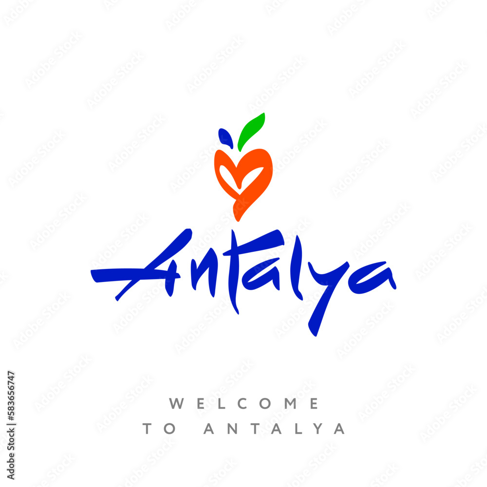 Obraz premium A logo for Antalya Turkey with a heart on it, vector