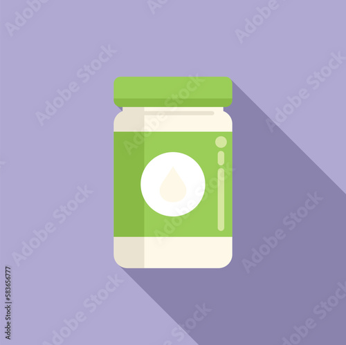 Sour cream jar icon flat vector. Food protein. Fat nutrient