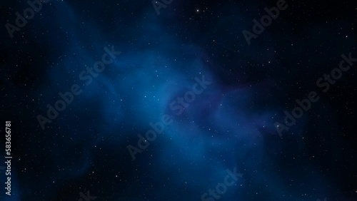 Traveling through space nebula and star fields in deep space. 3D animation

