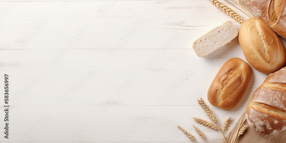 The Timeless Charm of Fresh White Bread and Wheat Straws. Ai Generated