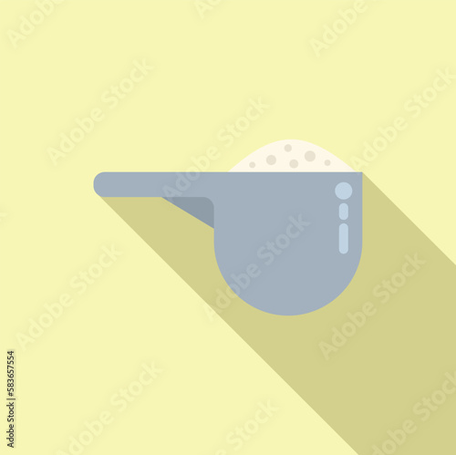Protein powder spoon icon flat vector. Food nutrition. Diet balance