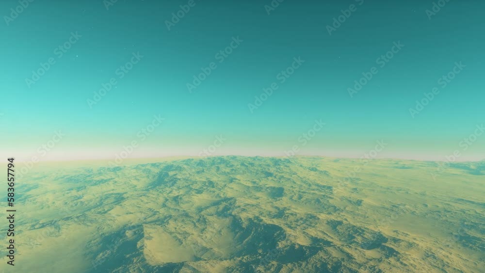 Mars landscape, 3d render animation of imaginary mars planet terrain and planets and starfield in a background. Science fiction animation.
Mars landscape, 3d render animation of imaginary mars planet terrain and planets and starfield in a background. Science fiction animation.