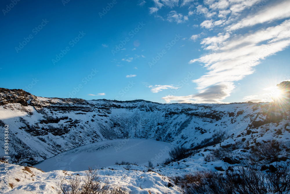 Kerid Crater in Iceland on a winter day