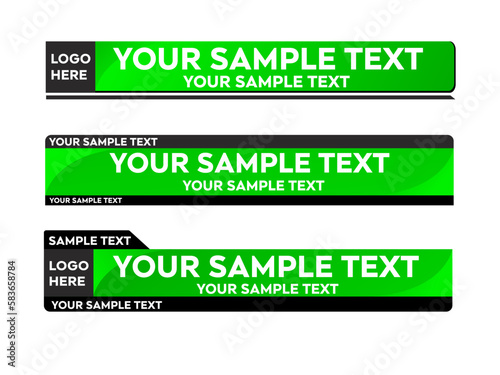 Green Lower third vector design with Green overlay strip text video. News Lower Thirds Pack Template. Vector illustration.